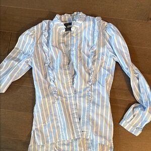 Reformation Blue and White Striped Blouse